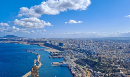 a city next to a body of water